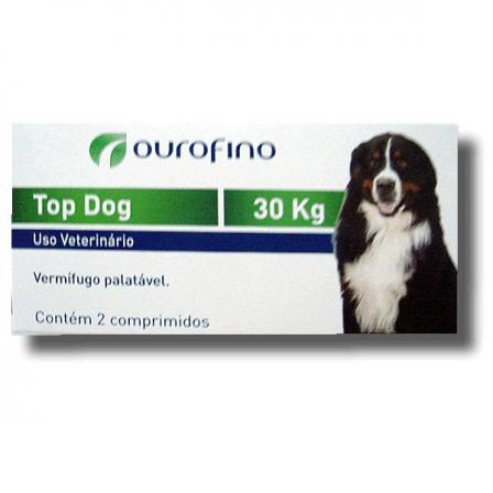 Vermífugo Top Dog Para Cães 30kg Ourofino 2 Compr. Palatável